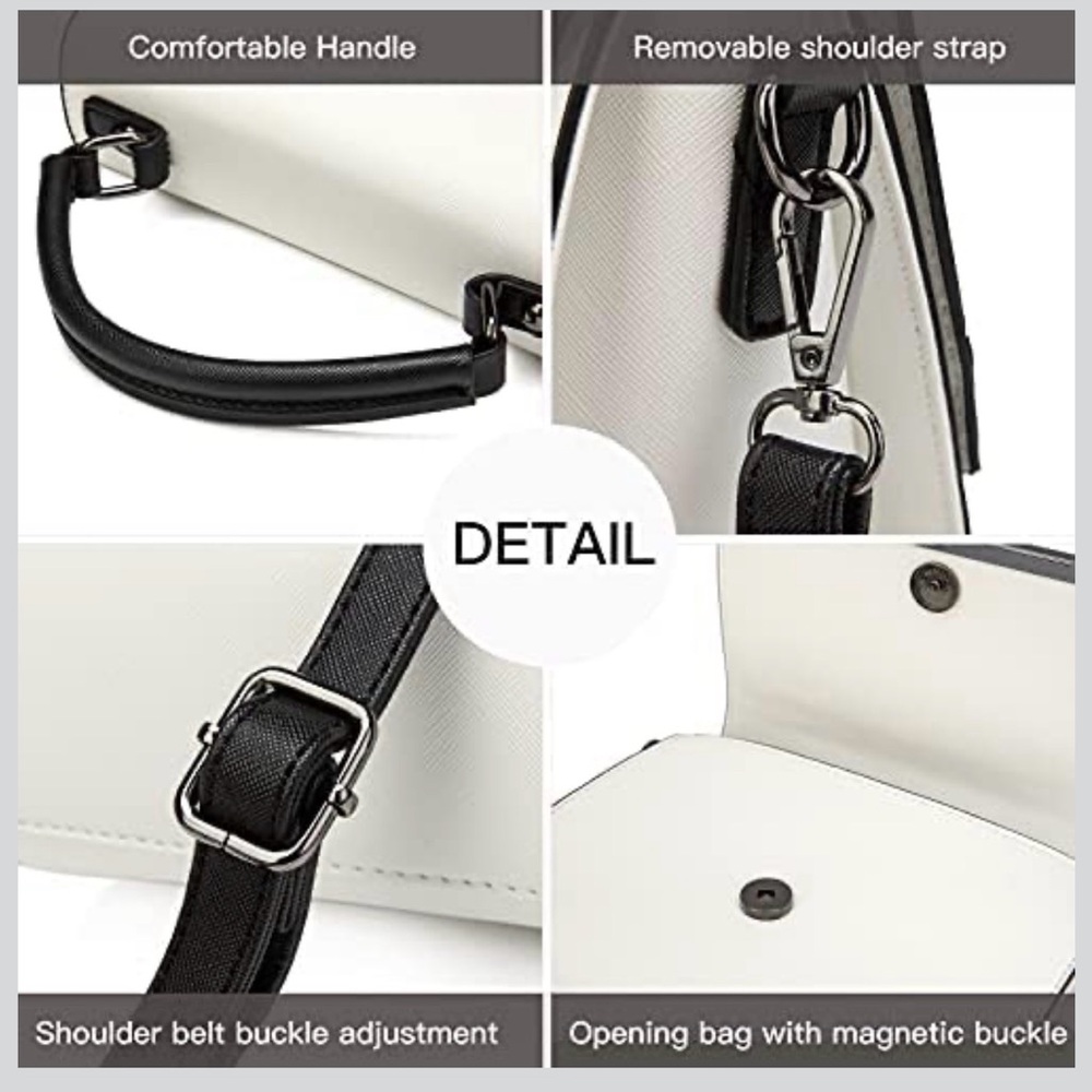 Women's Elegant Black and White Satchel - Picture 5 of 7